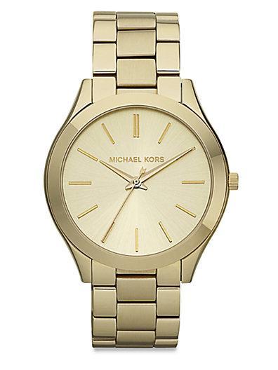 Michael Kors Slim Runway Goldtone Stainless Steel Bracelet Watch