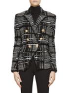 Balmain Stretch Tweed Knit Double-breasted Jacket