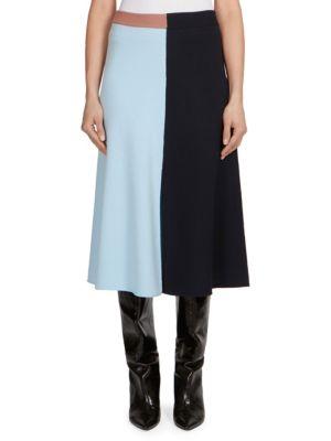 Cedric Charlier Wool & Cashmere Colorblock Skirt