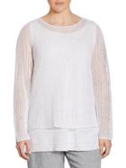 Eileen Fisher, Plus Size Plus Layered Organic Linen Top