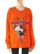 Gucci Logo Floral-embroidered Sweatshirt