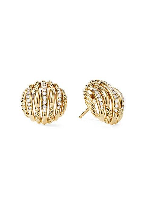 David Yurman Tides 18k Yellow Gold & Pave Diamond Stud Earrings