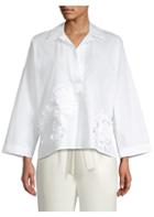 Natori Cotton Poplin Embroidered Shirt