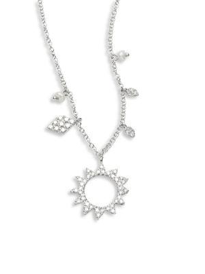 Meira T Sunburst Diamond & 2.3mm White Freshwater Pearl Necklace