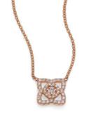De Beers Enchanted Lotus Diamond & 18k Rose Gold Mini Pendant Necklace