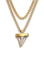 Givenchy Double-chain Shark Tooth Pendant Necklace/goldtone