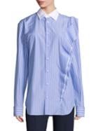Maison Margiela Asymmetrical-ruffle Cotton Shirt