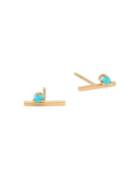Zoe Chicco Turquoise Gold Bar Ear Studs