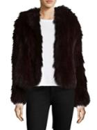 Adrienne Landau Knit Fox Fur Hooded Jacket