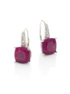 John Hardy Classic Chain Diamond, Ruby & Sterling Silver Drop Earrings