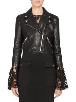 Givenchy Cropped Asymmetrical Zip Leather Jacket