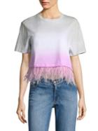 Opening Ceremony Cropped Dip-dye Feather Tee