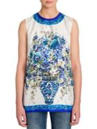 Dolce & Gabbana Floral Tile-print Silk Twill Tunic Top