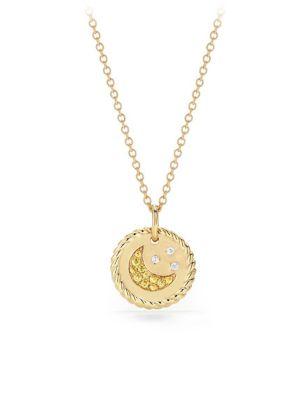 David Yurman 18k Yellow Gold Diamond & Sapphire Pendant Necklace