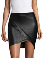 Rta Blossom Mini Leather Faux Wrap Skirt