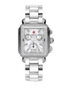 Michele Watches Deco 18 Diamond, Mother-of-pearl & Stainless Steel Bracelet Watch