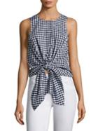 Prose & Poetry Evelyn Tie-front Gingham Cropped Top