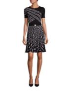Versace Collection Square-print Knit Fit-&-flare Dress