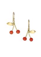 Annette Ferdinandsen Red Coral, Crystal & 18k Yellow Gold Cherry Drop Earrings