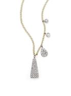 Meira T Diamond, 14k Yellow & White Gold Triangle Pendant Necklace