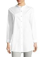 Eileen Fisher Solid Cotton Button-up Shirt