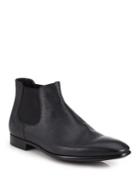 Giorgio Armani Low-rise Saffiano Leather Chelsea Boots