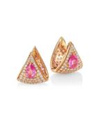 Hueb Spectrum Sapphire-pink Diamond & 18k Rose Gold Stud Earrings