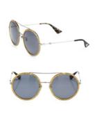 Gucci 56mm Double-bridge Round Glitter Sunglasses