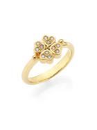 Temple St. Clair Mini Clover Diamond & 18k Yellow Gold Ring