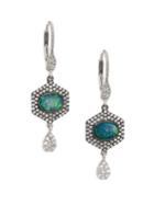 Meira T Opal, Diamond & 14k White Gold Hexagon Drop Earrings