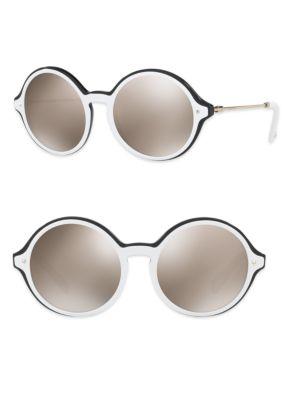 Valentino Rockstud 53mm Mirrored Round Sunglasses