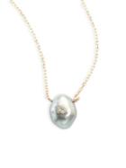 Mizuki Diamond & 10mm Tahitian Pearl Pendant Necklace