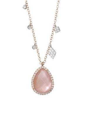 Meira T Rose Quartz & Mother-of-pearl Pendant Necklace
