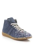 Maison Margiela Paint Mid-top Replica Calf Leather Sneakers