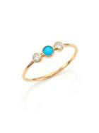 Zoe Chicco Diamond, Turquoise & 14k Yellow Gold Ring