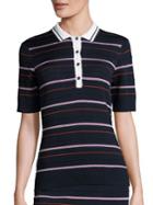 St. John Sport Collection Striped Dot Polo Shirt