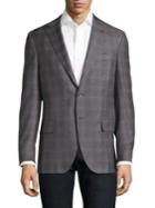 Isaia Slim-fit Windowpane Boucle Wool & Cotton Sportcoat