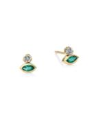 Zoe Chicco Diamond & Gold Bezel Set Marquis Emerald Stud Earrings