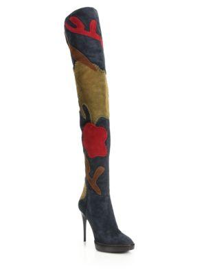 Burberry Patchwork Suede Over-the-knee Boots