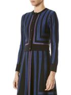 Carolina Herrera Knit Metallic Stripe Cardigan