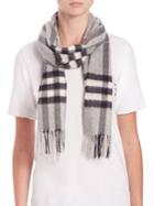 Burberry Pale Grey Giant Check Cashmere Scarf