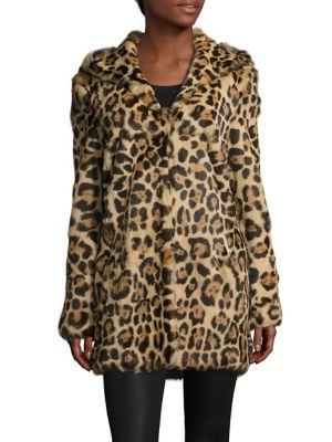 Rta Leopard Printed Rabbit Fur Jacket