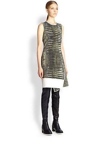 Reed Krakoff Asymmetrical Alligator Print Dress