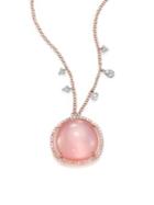 Meira T Rose Quartz, Mother-of-pearl, Diamond & 14k Rose Gold Pendant Necklace