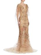 Marchesa Embellished Cape Gown