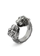 Gucci Vintage Sterling Silver Tiger Heads Ring