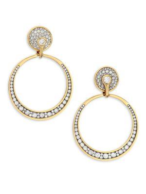 Pleve 18k White Yellow Gold & White Diamond Drop Earrings