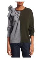 Carven Wool-blend Color Block Bow Sweater