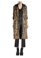 Alice + Olivia Kylie Layered Hoodie Leopard Coat