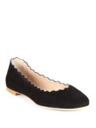 Chloe Suede Scalloped Ballet Flats